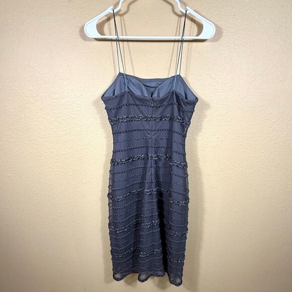 JS Collections Womens Mesh Ruffle Sheath Cocktail Dress Size 4 - Picture 5 of 12